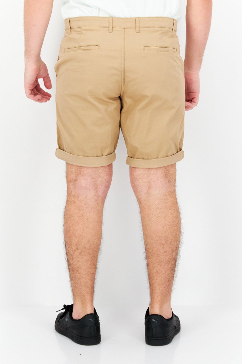 Celio Men Solid Denim Shorts, Beige - Image 4